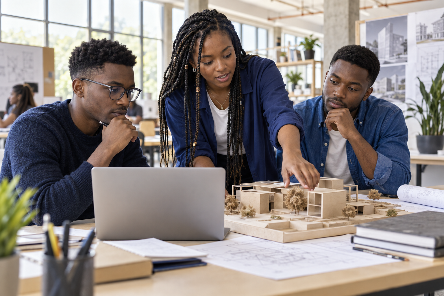 Students building experience through a collaborative design project.